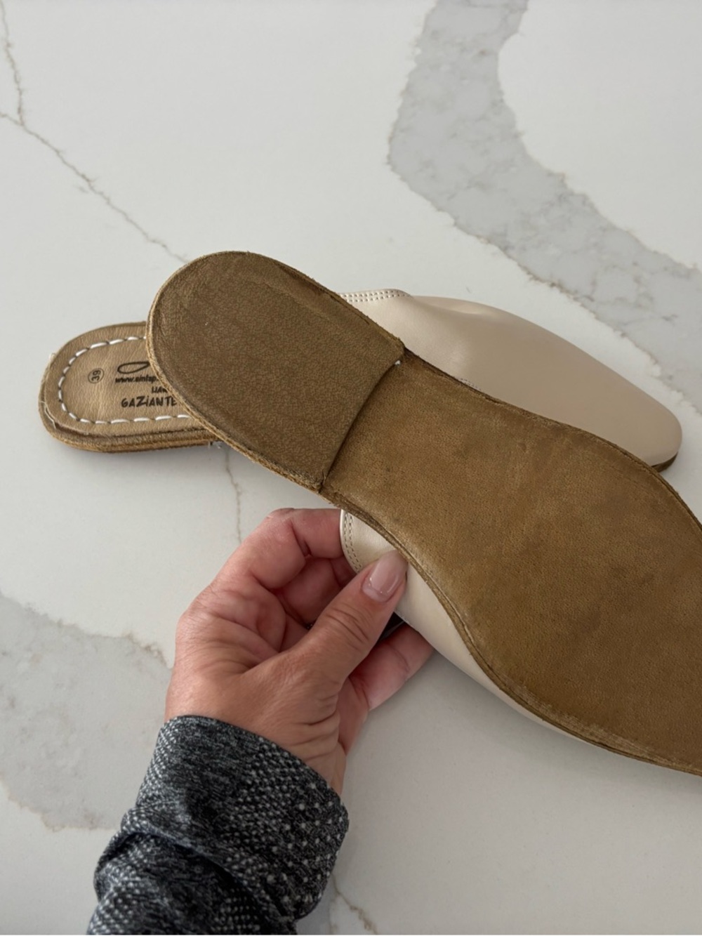 Anita Cream Leather Pointed Slip-On Mule - Picture 2 of 2